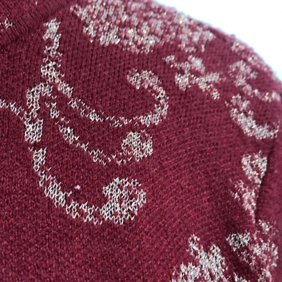 By Anthropologie ruched mock-neck sweater red metallic gold Medium New with Tags - Picture 5 of 8